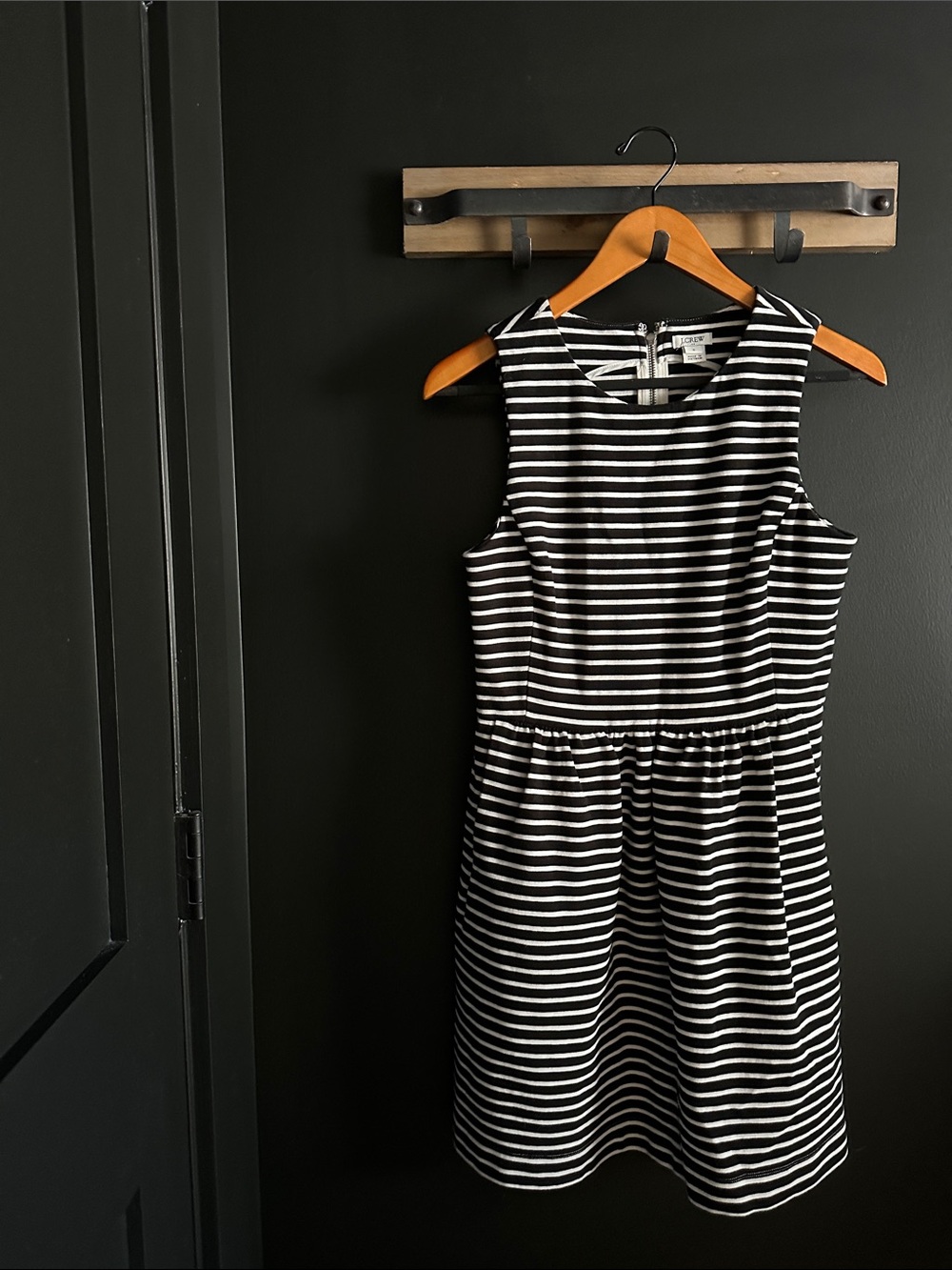 J. Crew Black and White Striped Sleeveless Mini Dress
